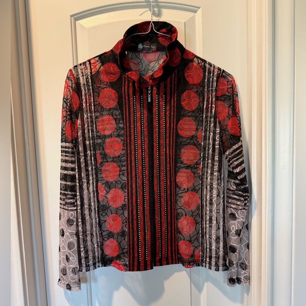 Damee Zip-Front Long Sleeve Top/Jacket, S